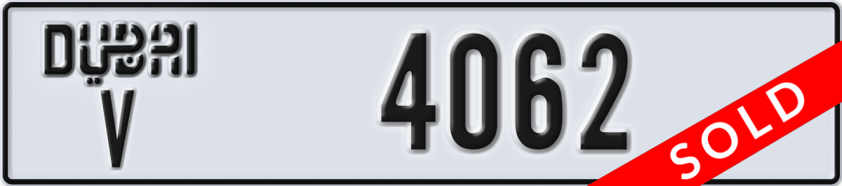 dubai License Plate Number 4062 Code V