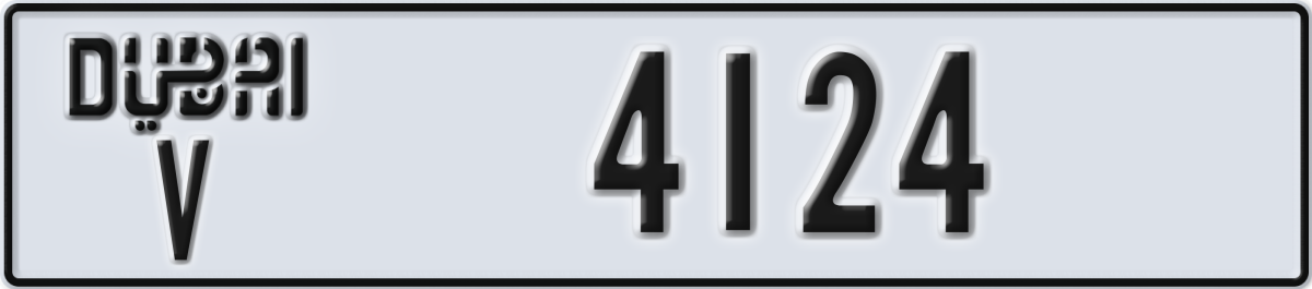 dubai License Plate Number 4124 Code V