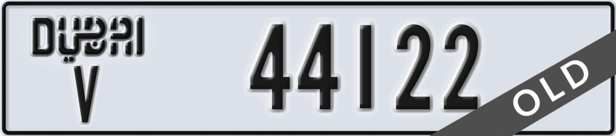 dubai License Plate Number 44122 Code V