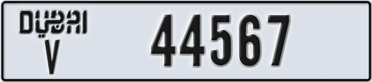 dubai License Plate Number 44567 Code V