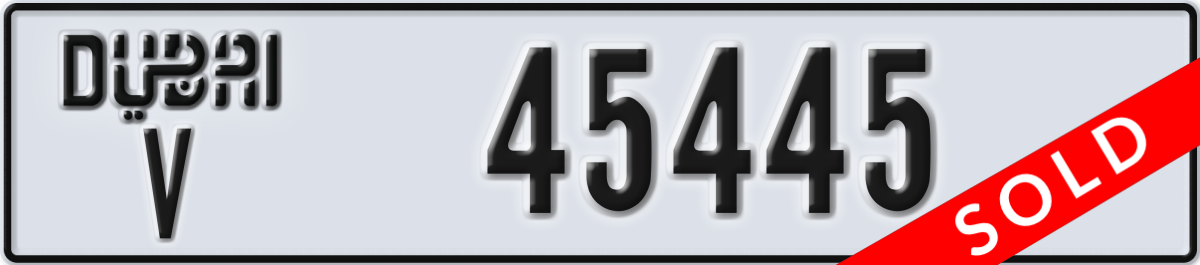 dubai License Plate Number 45445 Code V