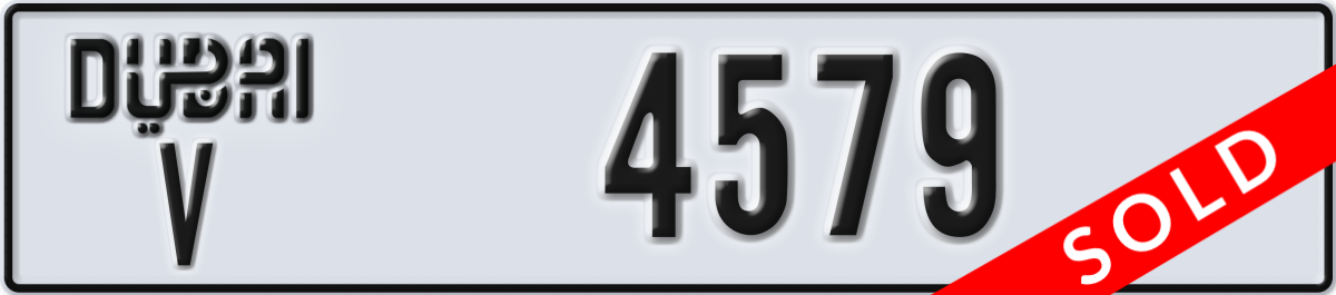 dubai License Plate Number 4579 Code V