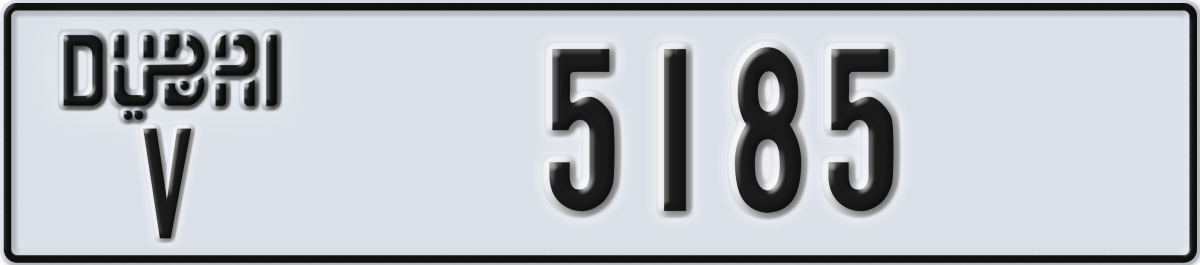 dubai License Plate Number 5185 Code V