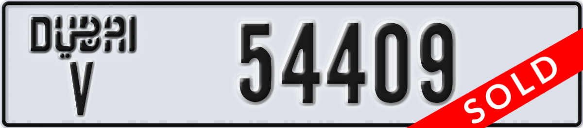 dubai License Plate Number 54409 Code V
