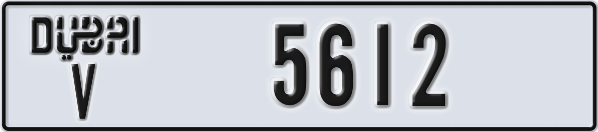 dubai License Plate Number 5612 Code V