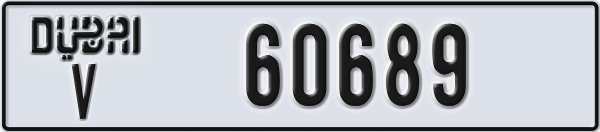 dubai License Plate Number 60689 Code V