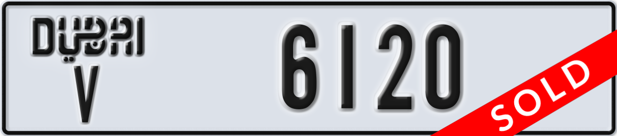 dubai License Plate Number 6120 Code V