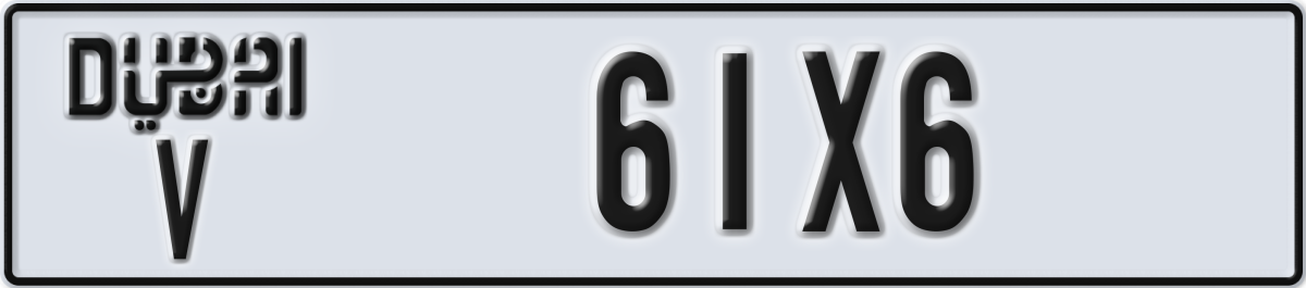 dubai License Plate Number 61X6 Code V
