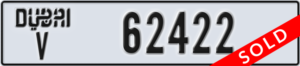 dubai License Plate Number 62422 Code V