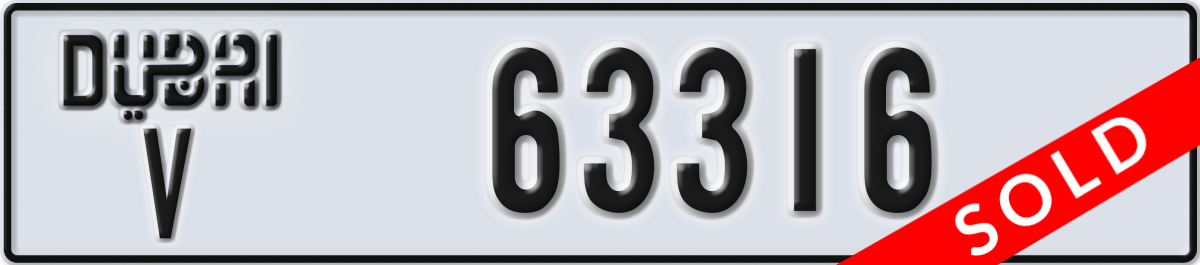 dubai License Plate Number 63316 Code V