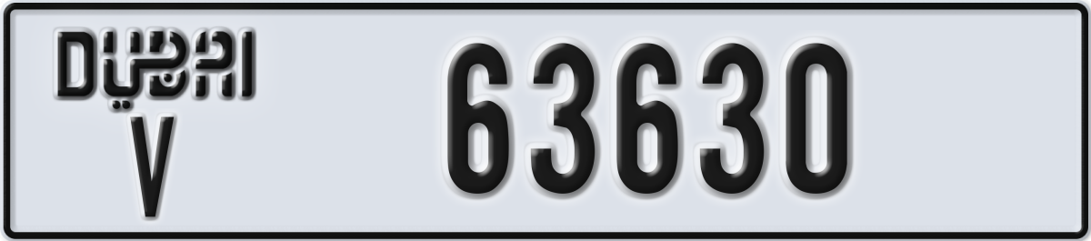 dubai License Plate Number 63630 Code V