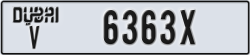 dubai - code - V - number -6363X