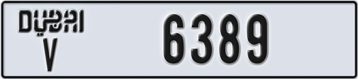 dubai License Plate Number 6389 Code V