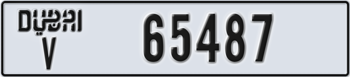 dubai License Plate Number 65487 Code V