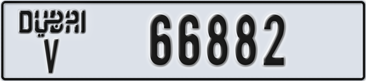 dubai License Plate Number 66882 Code V