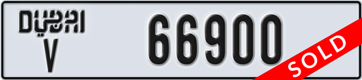 dubai License Plate Number 66900 Code V