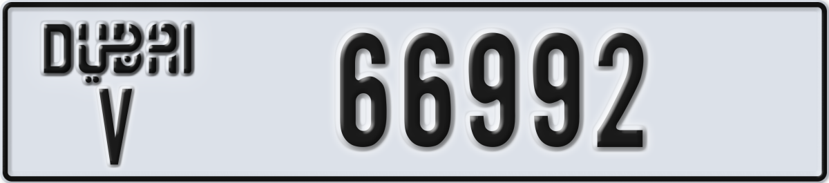 dubai License Plate Number 66992 Code V