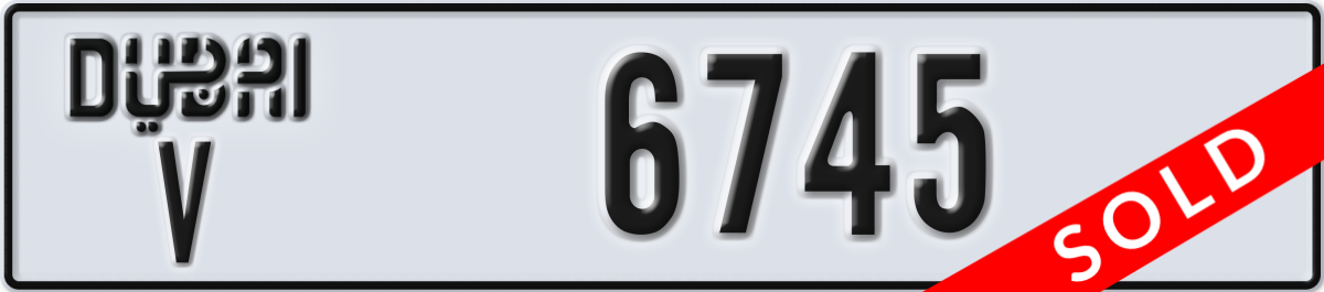 dubai License Plate Number 6745 Code V