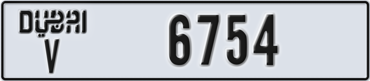 dubai License Plate Number 6754 Code V