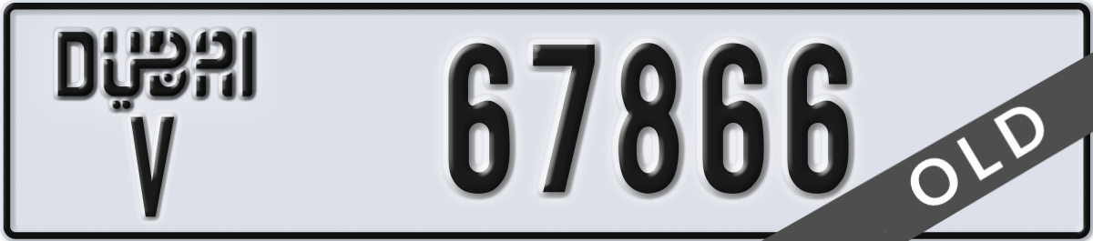 dubai License Plate Number 67866 Code V
