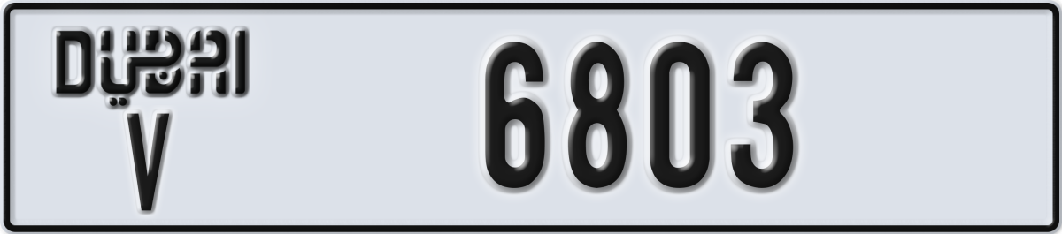 dubai License Plate Number 6803 Code V
