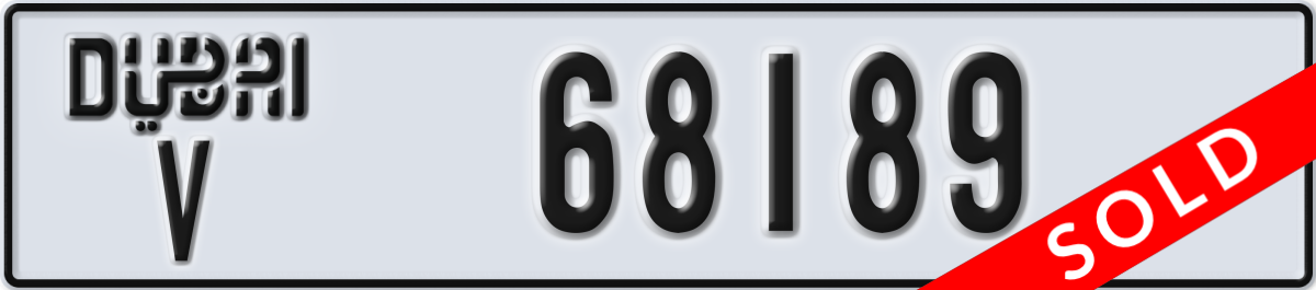 dubai License Plate Number 68189 Code V