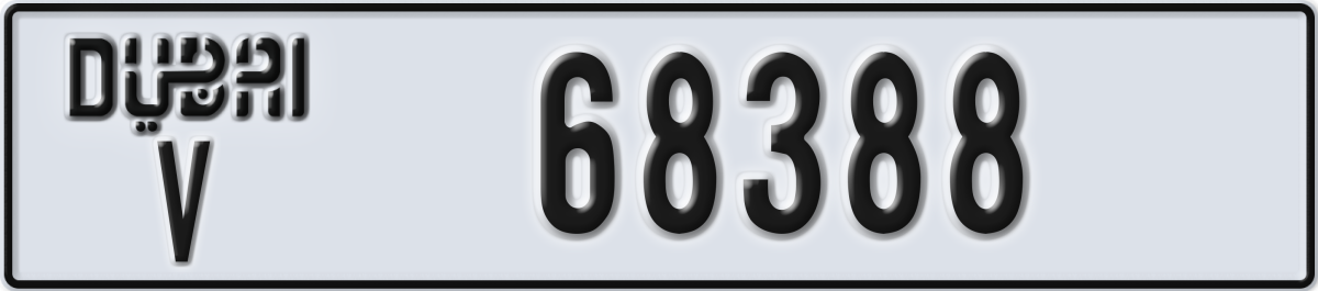 dubai License Plate Number 68388 Code V