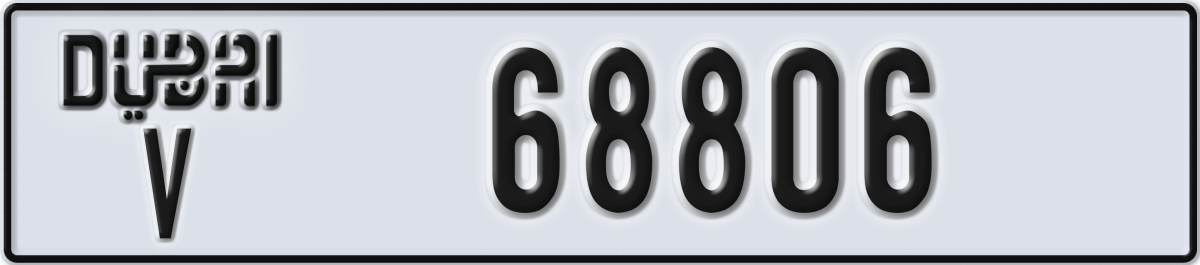 dubai License Plate Number 68806 Code V