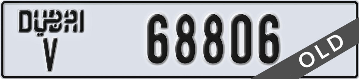 dubai License Plate Number 68806 Code V
