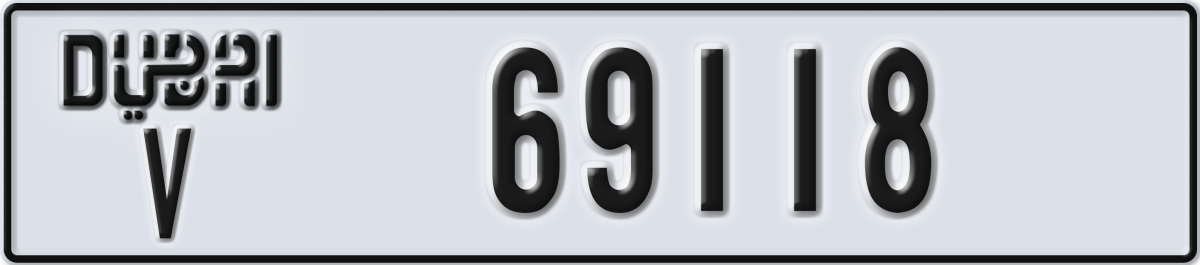 dubai License Plate Number 69118 Code V