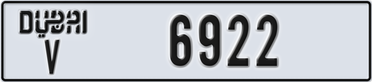 dubai License Plate Number 6922 Code V
