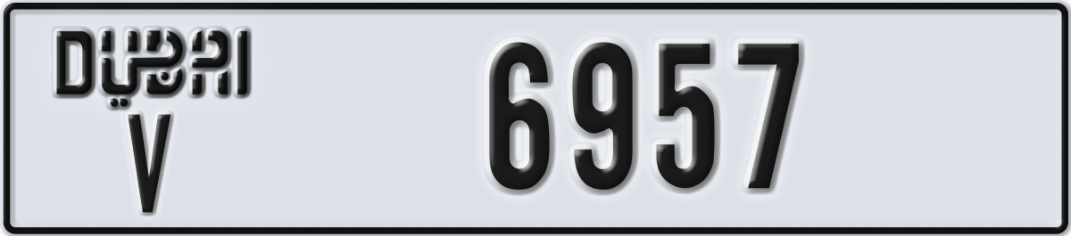 dubai License Plate Number 6957 Code V