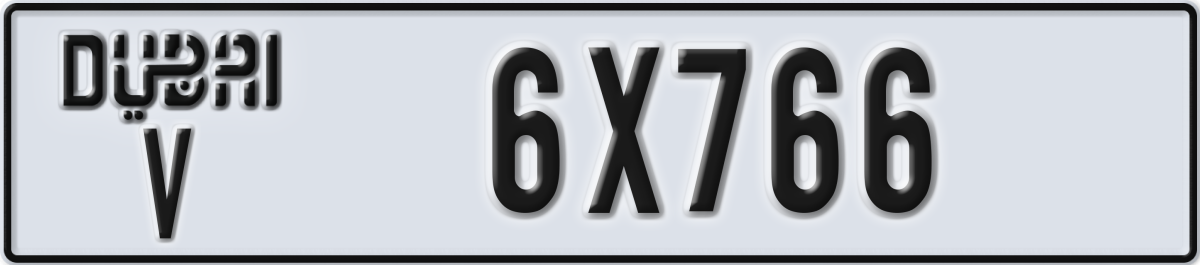 dubai License Plate Number 6X766 Code V