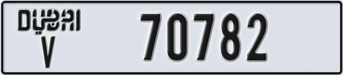 dubai License Plate Number 70782 Code V