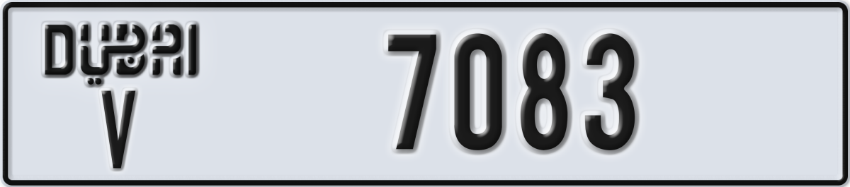 dubai License Plate Number 7083 Code V