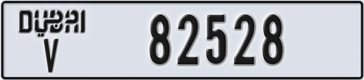 dubai License Plate Number 82528 Code V