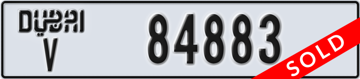 dubai License Plate Number 84883 Code V