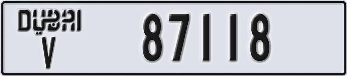 dubai License Plate Number 87118 Code V