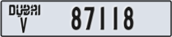 dubai - code - V - number -87118