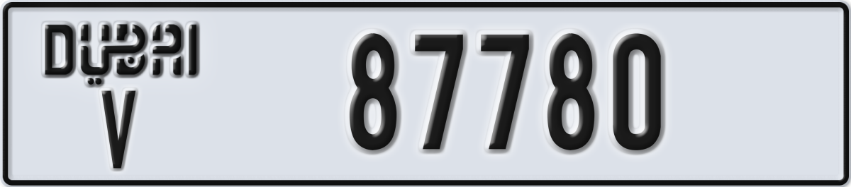 dubai License Plate Number 87780 Code V