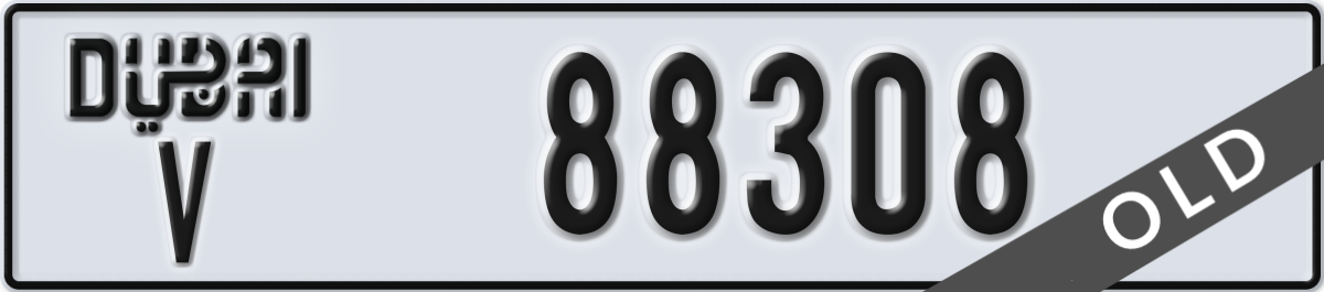 dubai License Plate Number 88308 Code V