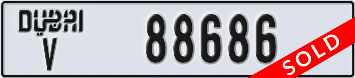 dubai License Plate Number 88686 Code V
