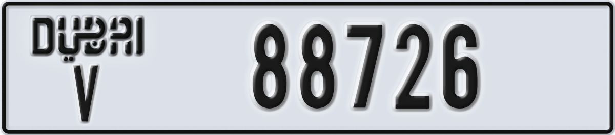 dubai License Plate Number 88726 Code V