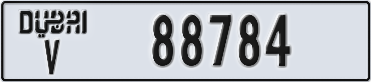 dubai License Plate Number 88784 Code V