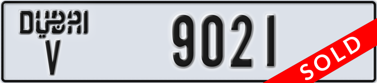 dubai License Plate Number 9021 Code V