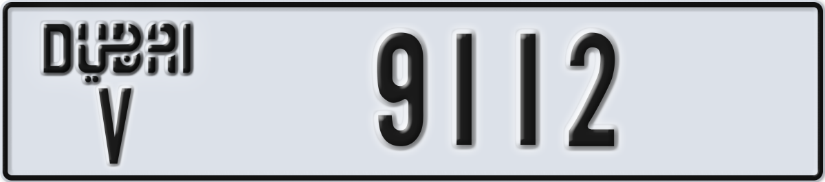 dubai License Plate Number 9112 Code V