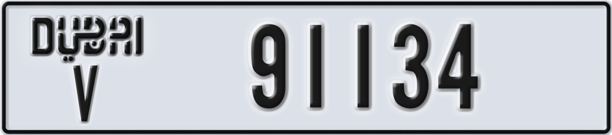 dubai License Plate Number 91134 Code V