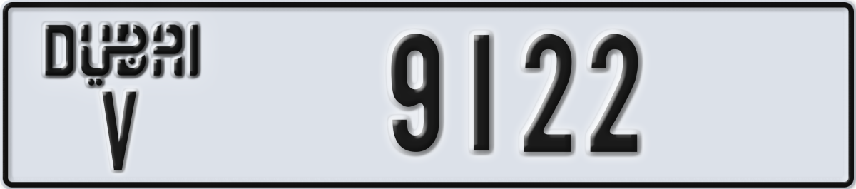 dubai License Plate Number 9122 Code V