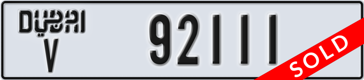 dubai License Plate Number 92111 Code V