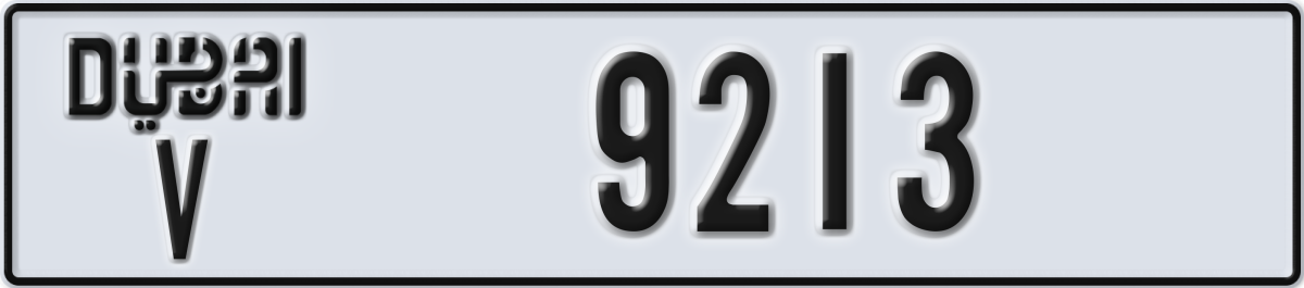 dubai License Plate Number 9213 Code V
